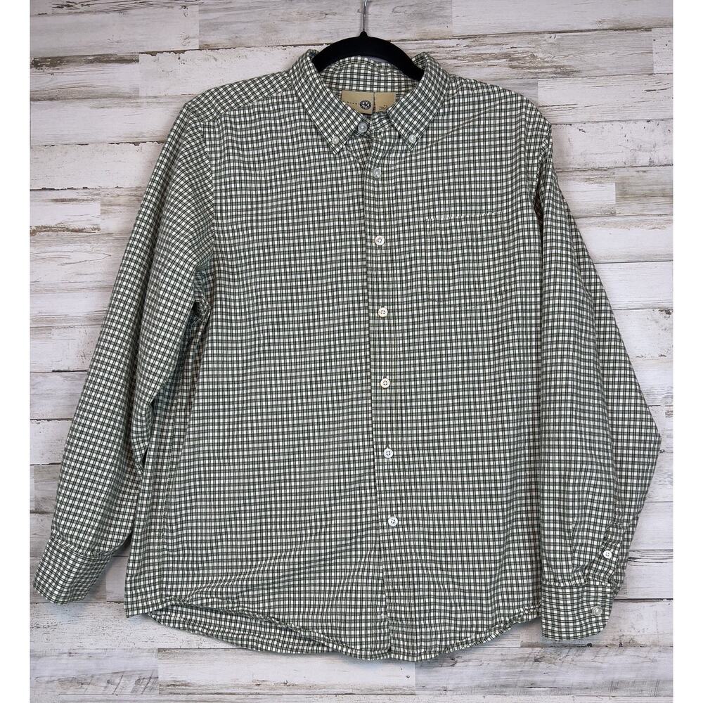 J. Khaki Men’s Green Checked 100% Cotton Long Sleeve Casual Shirt Size XL